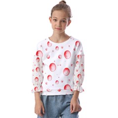 Red Drops On White Background Kids  Cuff Sleeve Top