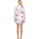 Red Drops On White Background Long Sleeve Satin Robe View2