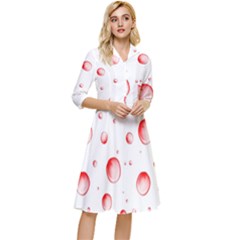 Red Drops On White Background Classy Knee Length Dress by SychEva