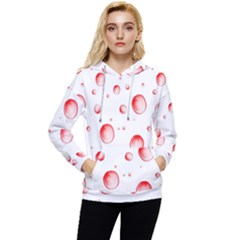 Red Drops On White Background Women s Lightweight Drawstring Hoodie by SychEva