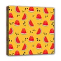 Slices Of Juicy Red Watermelon On A Yellow Background Mini Canvas 8  x 8  (Stretched) View1