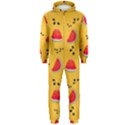 Slices Of Juicy Red Watermelon On A Yellow Background Hooded Jumpsuit (Men)  View1