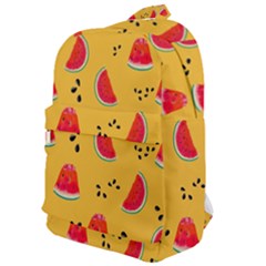 Slices Of Juicy Red Watermelon On A Yellow Background Classic Backpack by SychEva