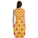 Slices Of Juicy Red Watermelon On A Yellow Background Sleeveless Chiffon Dress   View2