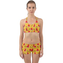 Slices Of Juicy Red Watermelon On A Yellow Background Back Web Gym Set