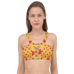 Slices Of Juicy Red Watermelon On A Yellow Background Cage Up Bikini Top