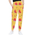 Slices Of Juicy Red Watermelon On A Yellow Background Tapered Pants View1