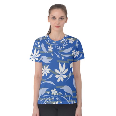 Folk Flowers Pattern Women s Cotton Tee by Eskimos