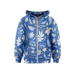 Folk Flowers Pattern Kids  Zipper Hoodie by Eskimos