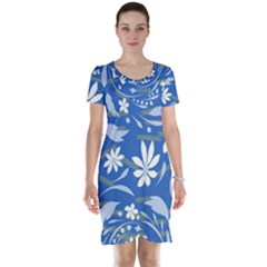 Folk Flowers Pattern Short Sleeve Nightdress by Eskimos