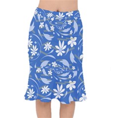 Folk Flowers Pattern Short Mermaid Skirt by Eskimos