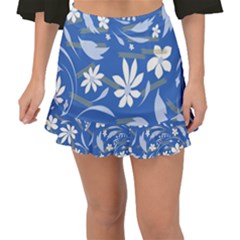 Folk Flowers Pattern Fishtail Mini Chiffon Skirt by Eskimos