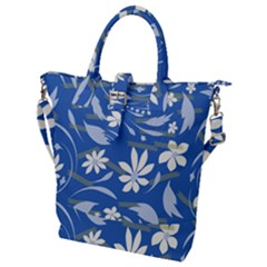 Folk Flowers Pattern Buckle Top Tote Bag by Eskimos