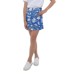 Folk Flowers Pattern Kids  Tennis Skirt by Eskimos