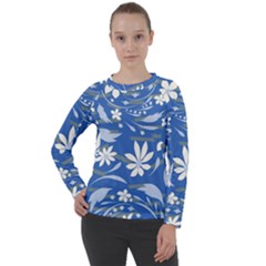 Folk Flowers Pattern Women s Long Sleeve Raglan Tee