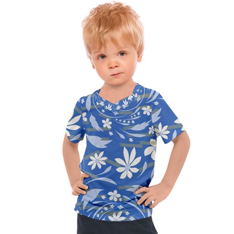 Folk Flowers Pattern Kids  Sports Tee by Eskimos