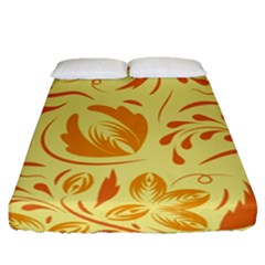 Folk Flowers Pattern Fitted Sheet (queen Size)