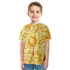 Folk Flowers Pattern Kids  Sport Mesh Tee