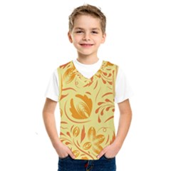 Folk Flowers Pattern Kids  Basketball Tank Top by Eskimos