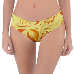 Folk Flowers Pattern Reversible Classic Bikini Bottoms