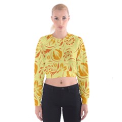 Folk Flowers Pattern Cropped Sweatshirt