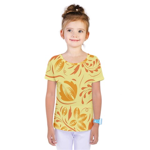 Folk Flowers Pattern Kids  One Piece Tee by Eskimos