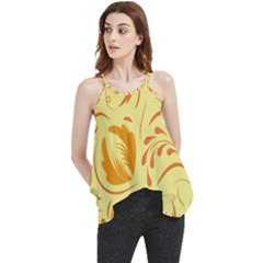 Folk Flowers Pattern Flowy Camisole Tank Top by Eskimos