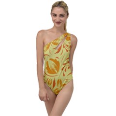 Folk Flowers Pattern To One Side Swimsuit by Eskimos