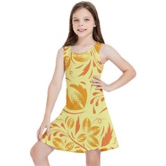 Folk Flowers Pattern Kids  Lightweight Sleeveless Dress by Eskimos