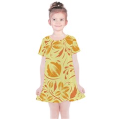 Folk Flowers Pattern Kids  Simple Cotton Dress by Eskimos