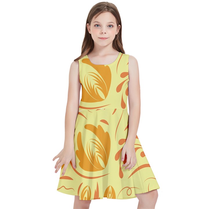 Folk flowers pattern Kids  Skater Dress