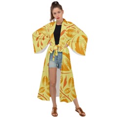 Folk Flowers Pattern Maxi Kimono by Eskimos