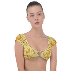 Folk Flowers Pattern Cap Sleeve Ring Bikini Top by Eskimos