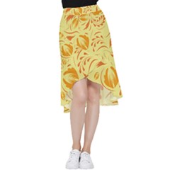 Folk Flowers Pattern Frill Hi Low Chiffon Skirt