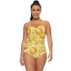 Folk Flowers Pattern Retro Full Coverage Swimsuit by Eskimos