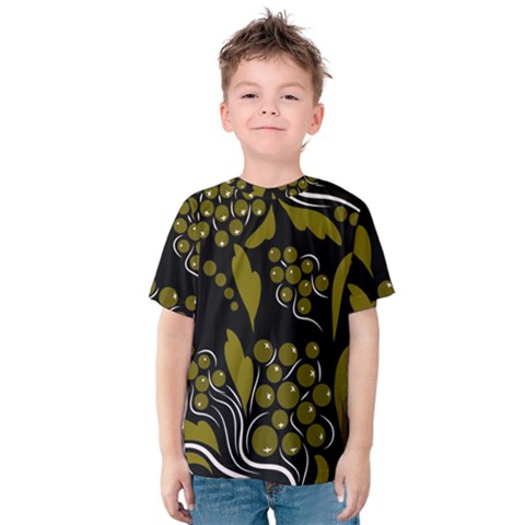 Folk Flowers Pattern  Kids  Cotton Tee by Eskimos