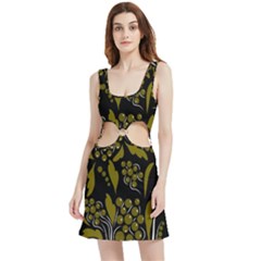 Folk Flowers Pattern  Velvet Cutout Dress by Eskimos