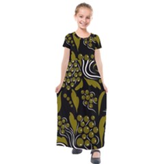 Folk Flowers Pattern  Kids  Short Sleeve Maxi Dress by Eskimos