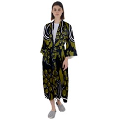 Folk Flowers Pattern  Maxi Satin Kimono by Eskimos