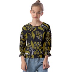 Folk Flowers Pattern  Kids  Cuff Sleeve Top