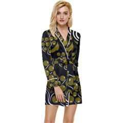 Folk Flowers Pattern  Long Sleeve Satin Robe by Eskimos