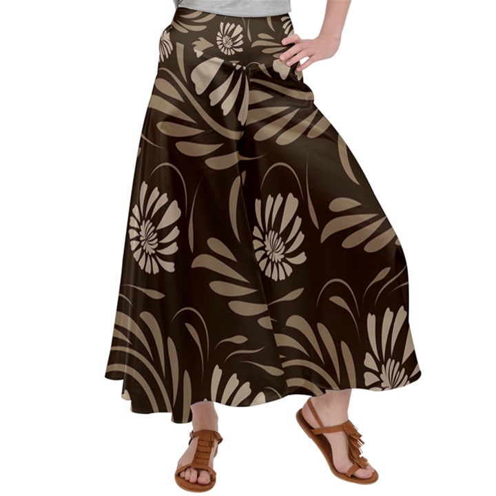 Folk flowers pattern  Satin Palazzo Pants