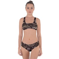 Folk Flowers Pattern  Criss Cross Bikini Set by Eskimos