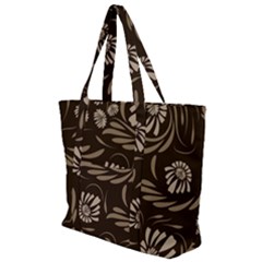 Folk Flowers Pattern  Zip Up Canvas Bag