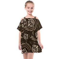 Folk Flowers Pattern  Kids  One Piece Chiffon Dress