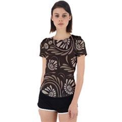 Folk Flowers Pattern  Back Cut Out Sport Tee by Eskimos