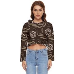 Folk Flowers Pattern  Women s Lightweight Cropped Hoodie