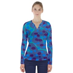 Spotted V-neck Long Sleeve Top