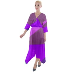 7 Colors Quarter Sleeve Wrap Front Maxi Dress