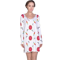 Slices Of Red And Juicy Watermelon Long Sleeve Nightdress by SychEva